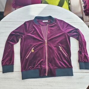 Just Fab Women's Velvet Bomber Jacket - Purple- M